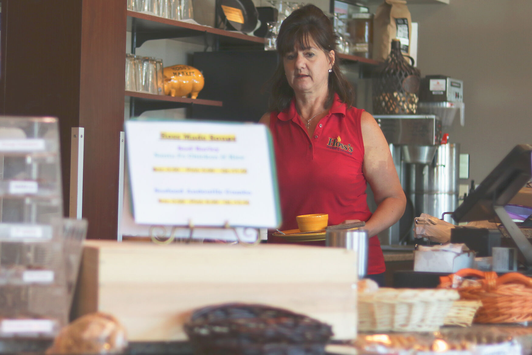 Trish Koetting carries plate